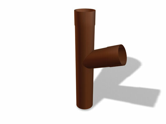 Racord PREFA, disponibil în dimensiunile Ø 80, 100 și 120 mm, permite trecerea practică de la o țeavă verticală la una orizontală în sistemele de scurgere a apei de pe acoperișuri.