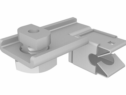 Clemă de protecție împotriva trăsnetului PREFA cu țeavă pătrată și clemă Niro integrată ca suport pentru cabluri, incl. clemă de fixare. Această clemă servește la fixarea sigură a cablurilor cu un diametru de Ø 8–12 mm și asigură un montaj fiabil.
