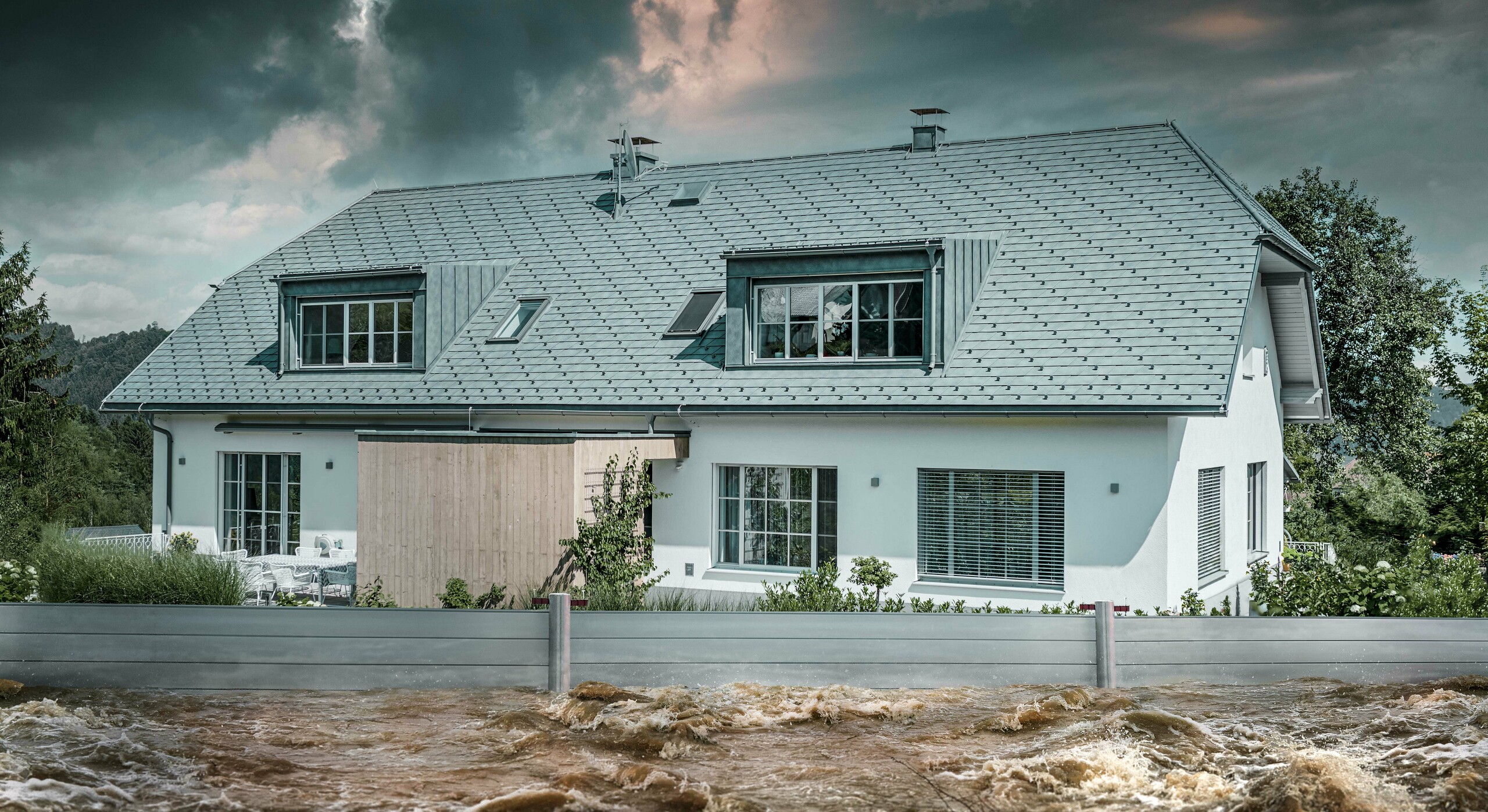 Protecție împotriva inundațiilor PREFA utilizată ca protecție împotriva viiturilor