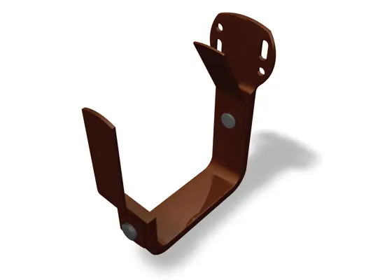 Cârlig PREFA pentru jgheaburi în culoare maro – suport robust pentru jgheaburi din aluminiu, potrivit pentru jgheaburi cu dimensiunile 250 și 333, pentru o scurgere sigură a apei de pe acoperiș.