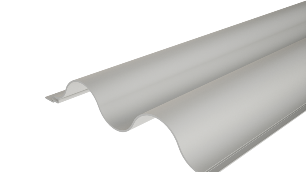 Profil extrudat PREFA Profilhulám 34/100 cu suprafață ondulată, pentru fațade sau placarea balcoanelor.