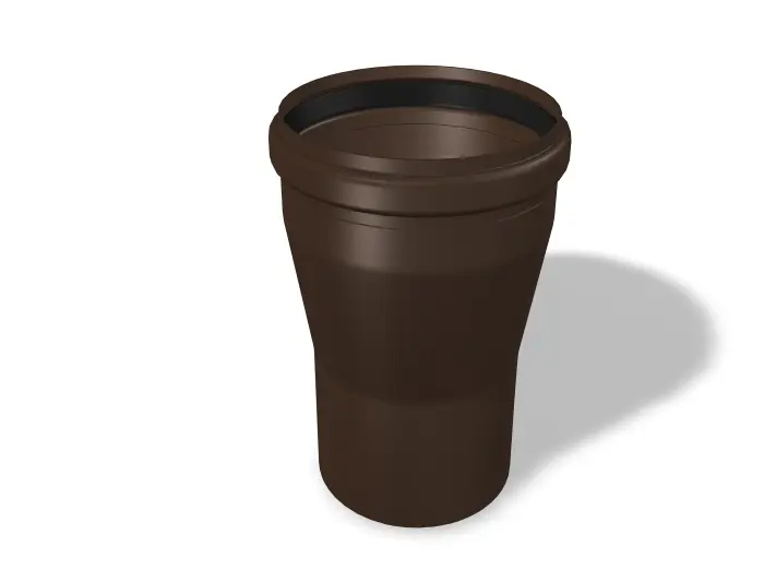Trecerea pentru țevi PREFA, disponibilă în dimensiunile Ø 110/100 mm și Ø 125/120 mm, permite trecerea fără sudură între țevi de dimensiuni diferite în sistemele de drenaj al acoperișurilor și în sistemele de fațadă.