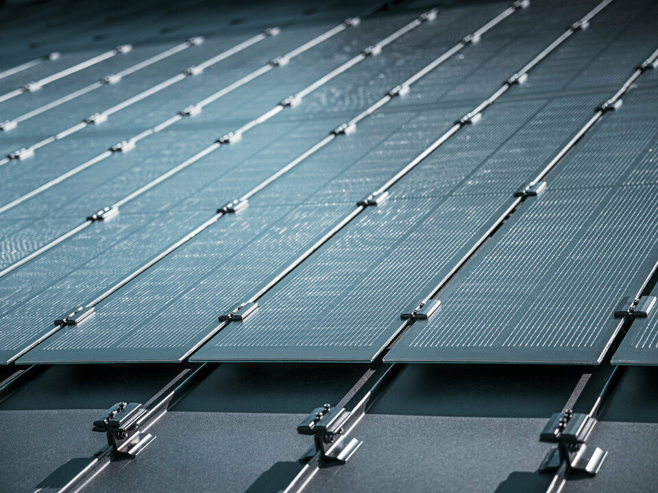 Montageansicht mehrerer PREFALZ Solarmodule auf einem bestehenden PREFALZ Dach in Meschede, Deutschland. Die rahmenlosen Glas/Glas-PV-Module sind in präzisen Reihen angeordnet und mit robusten Halterungen fixiert, was eine flächenbündige, elegante Optik erzeugt. Die hochwertige Befestigungstechnik sorgt für Stabilität und Langlebigkeit, während die innovative TOPCon-Zellentechnologie maximale Energieeffizienz garantiert. Das Bild vermittelt modernste Photovoltaik-Lösung, die Design, Funktionalität und Nachhaltigkeit perfekt vereint.