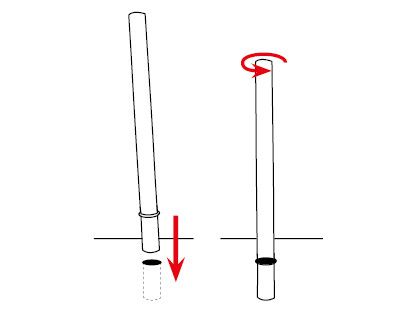 Protecție împotriva inundațiilor PREFA, montajul stâlpilor centrali la protejarea terenurilor