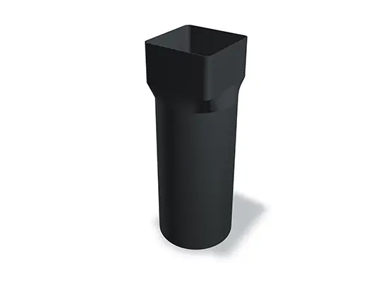 Manșon PREFA pentru țevi pătrate 100, disponibil în dimensiunile 100 Ø 98 mm și 100 Ø 115 mm, permite conectarea sigură a țevilor pătrate în sistemele de scurgere a apei de pe acoperișuri. Acest manșon asigură o etanșare stabilă și durabilă.