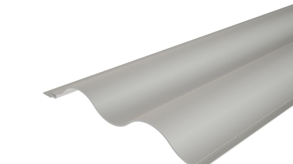 Profil extrudat PREFA Profilhulám 22/100 cu suprafață ondulată, pentru fațade sau placarea balcoanelor.